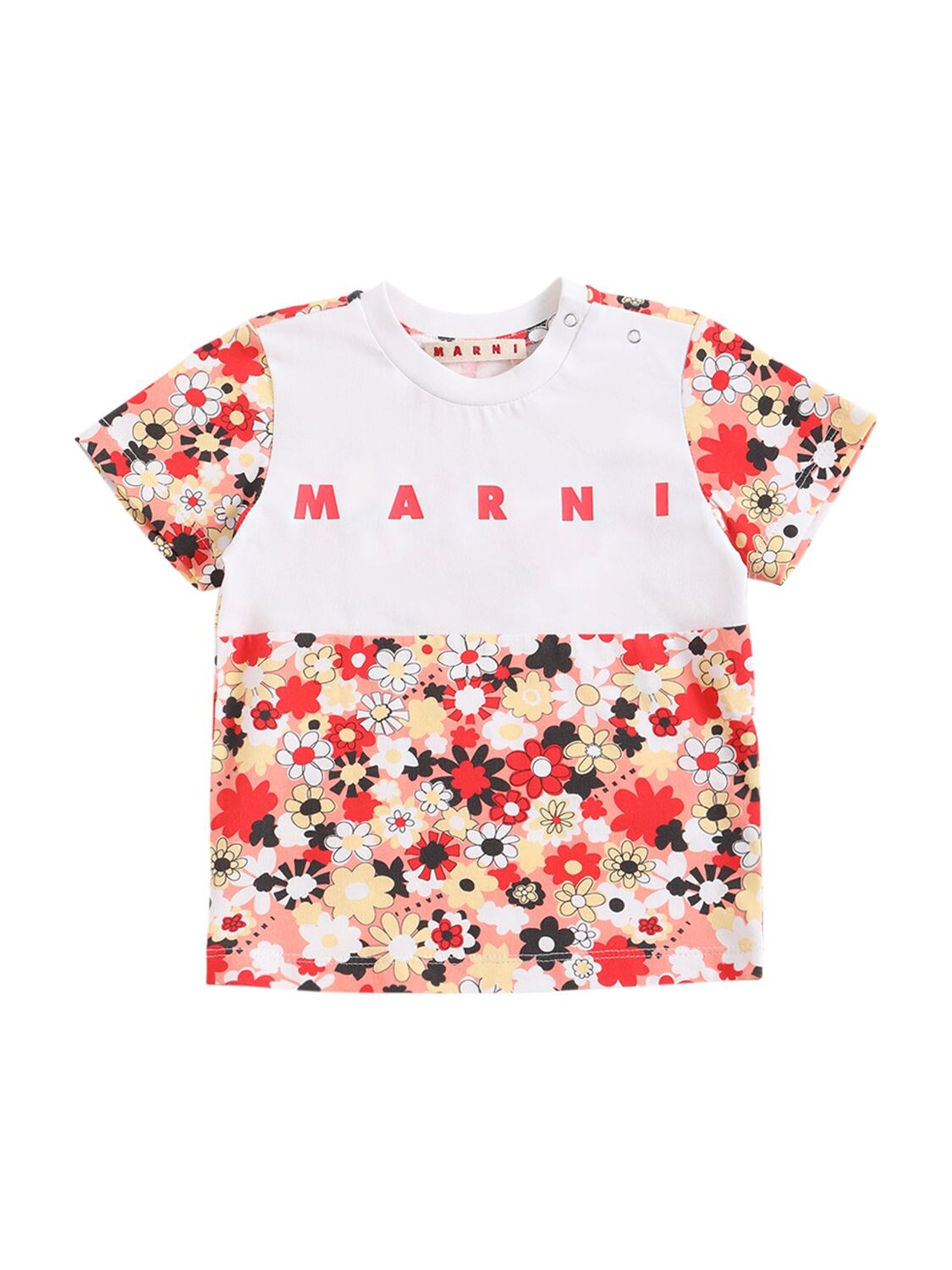 Flowers Print Cotton T-shirt W/ Logo – KIDS-GIRLS > CLOTHING > T-SHIRTS & TANKS