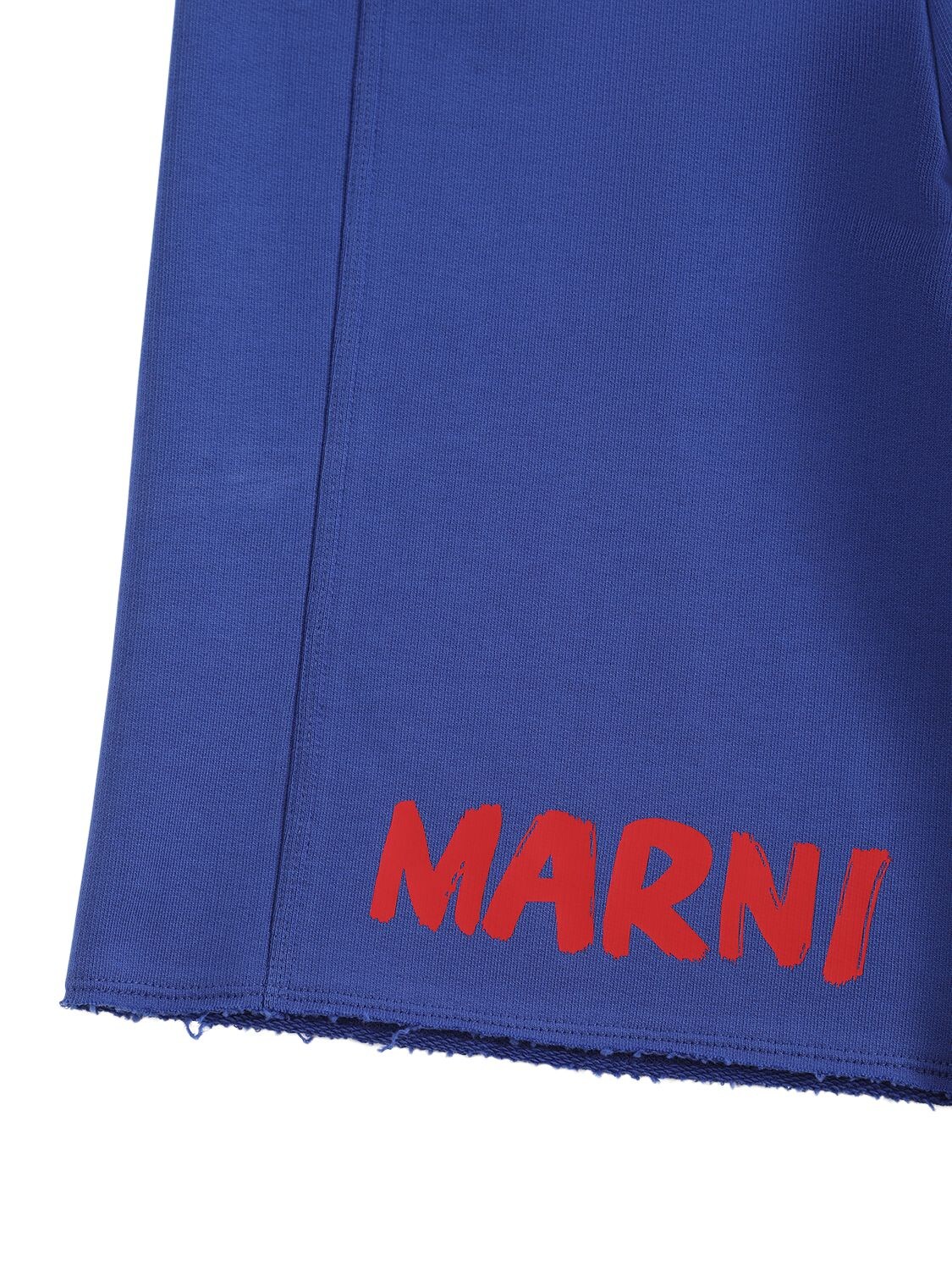 MARNI JUNIOR LOGO PRINT COTTON SHORTS 