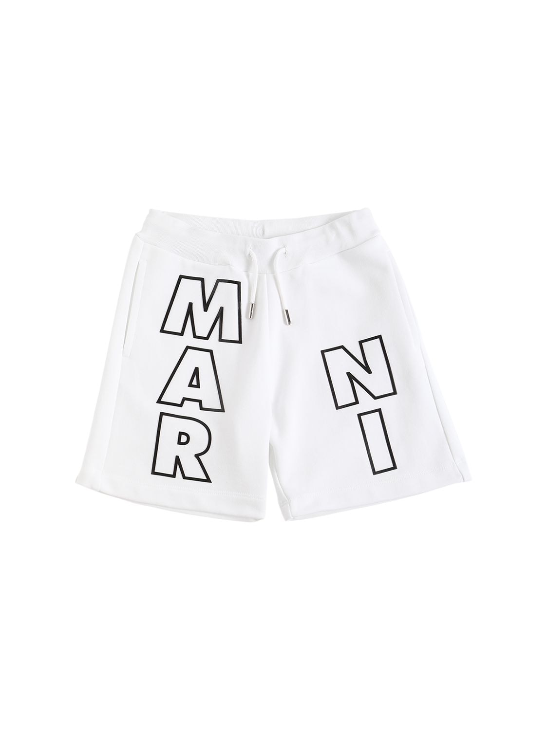 Marni Junior Kids' Logo Print Cotton Shorts In White