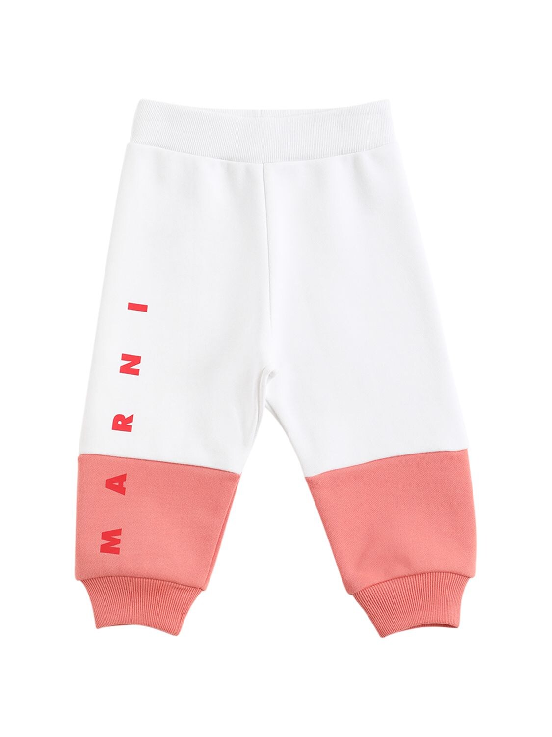Marni Junior Kids' Color Block Cotton Sweatpants W/ Logo In Multicolor