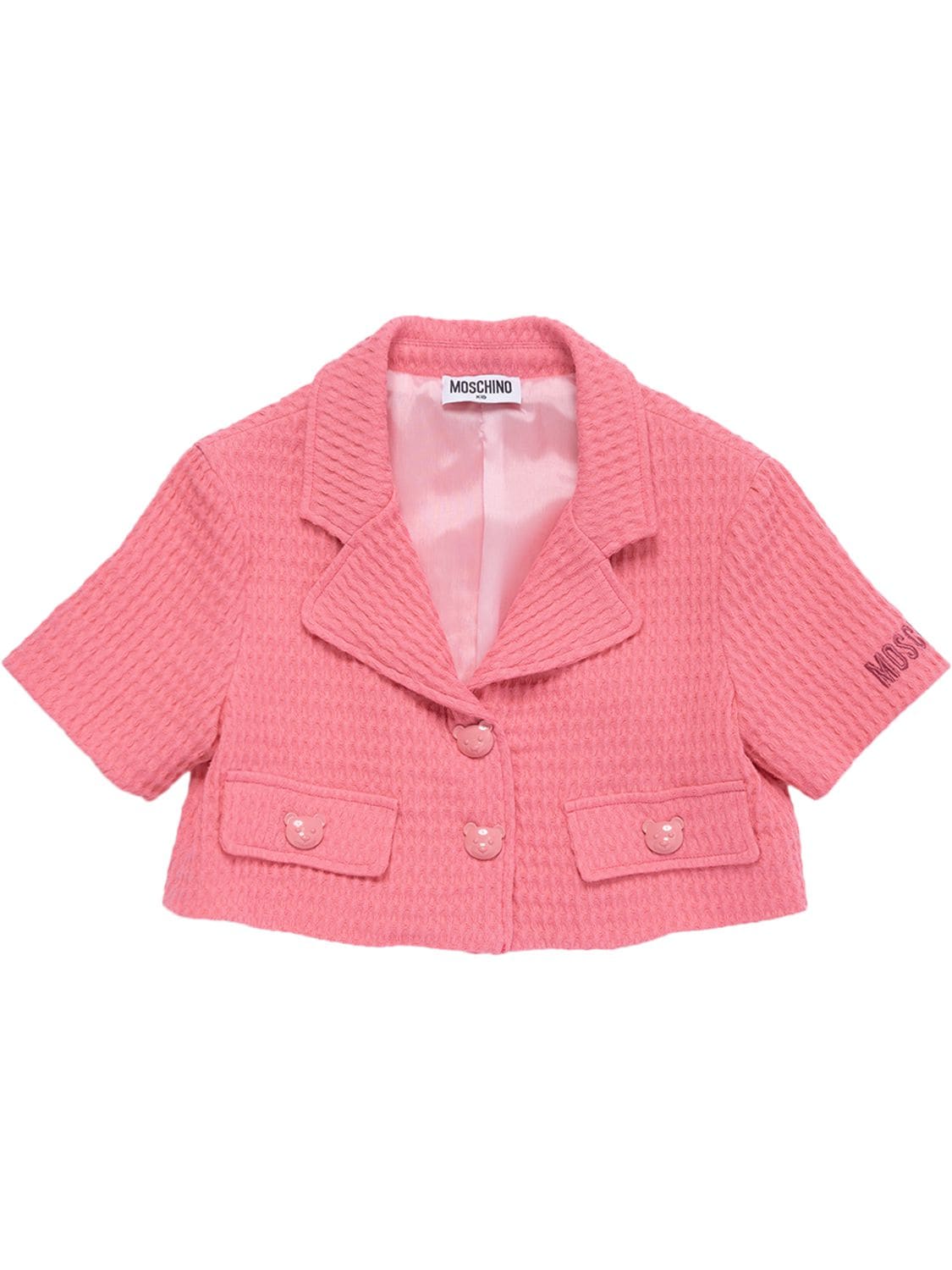 Seersucker Cotton Cropped Jacket W/ Logo – KIDS-GIRLS > CLOTHING > JACKETS