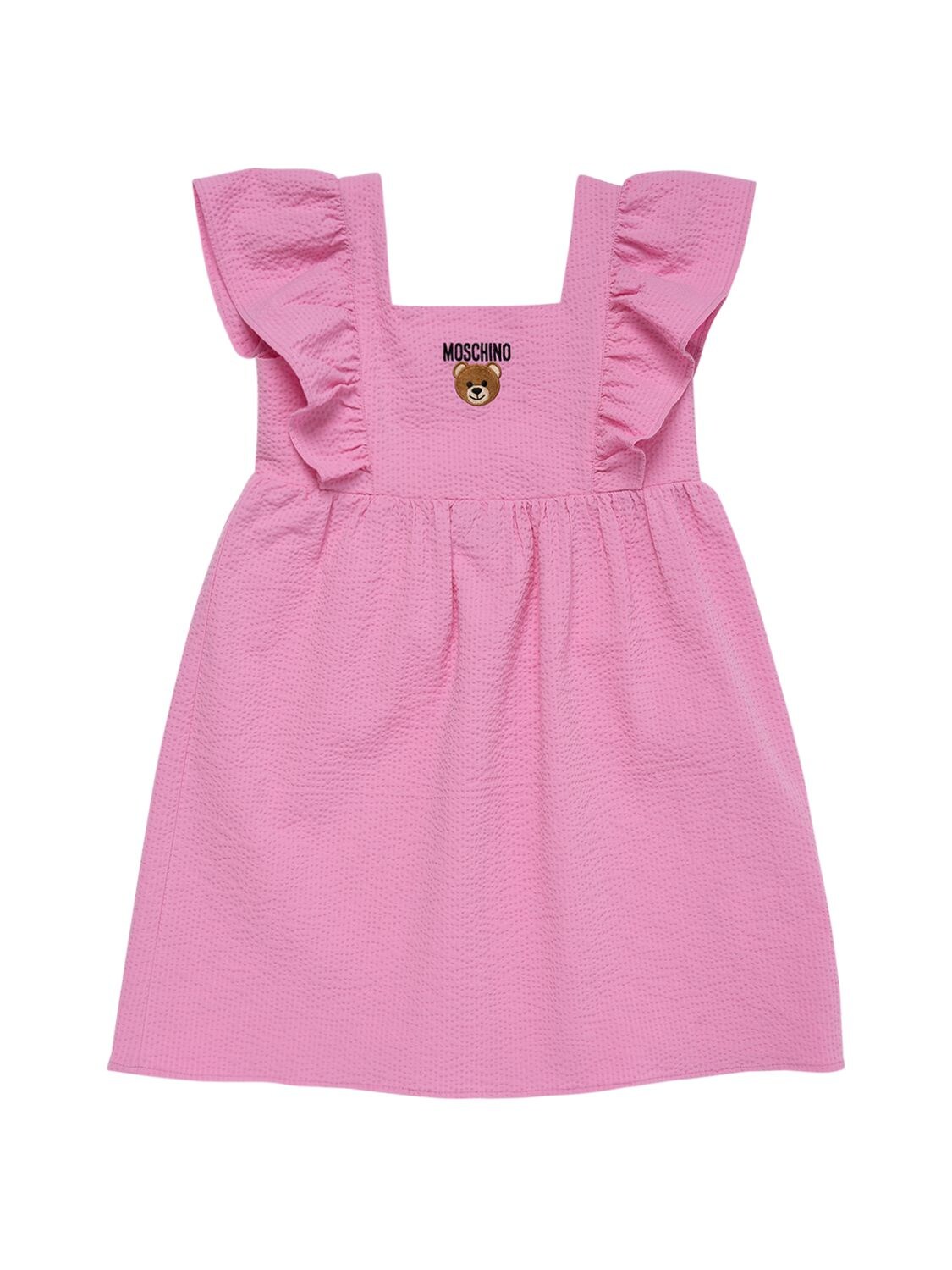 Seersucker Cotton Dress W/ Ruffles – KIDS-GIRLS > CLOTHING > DRESSES