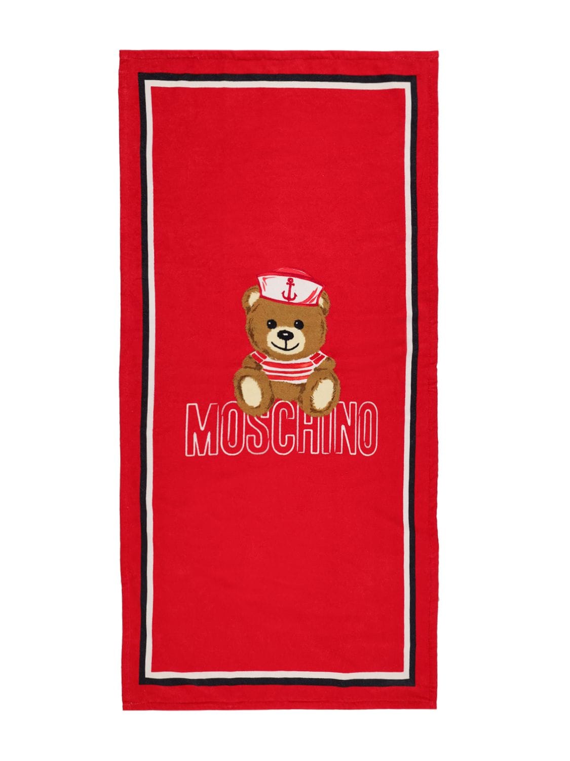 Moschino Kids' Printed Cotton Terry Beach Towel In Red