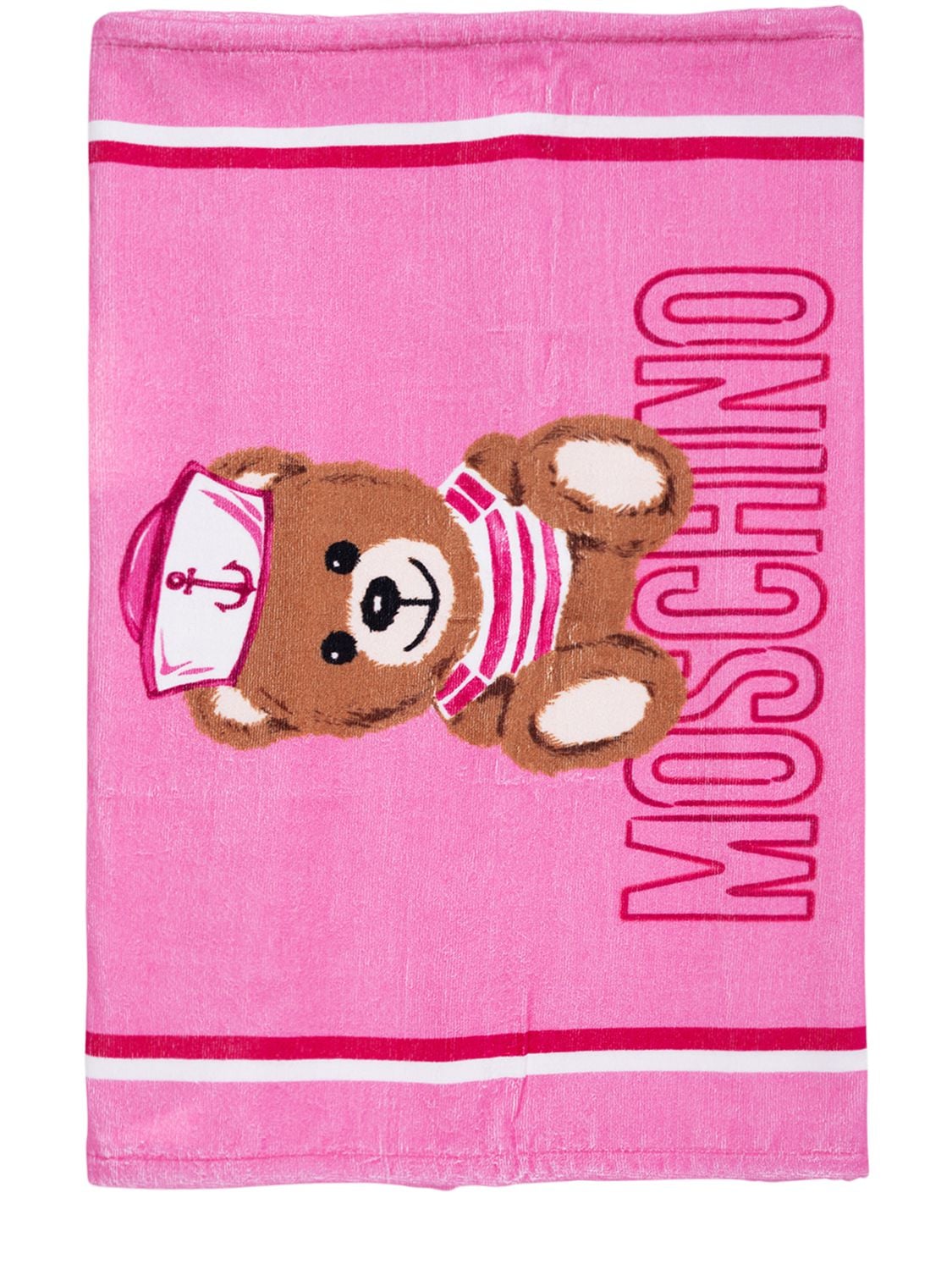 Moschino Printed Cotton Terry Beach Towel In Pink
