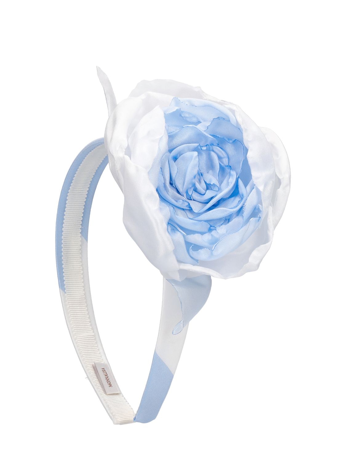 Monnalisa Kids' Headband W/ Flower Appliqué In White,light Blue