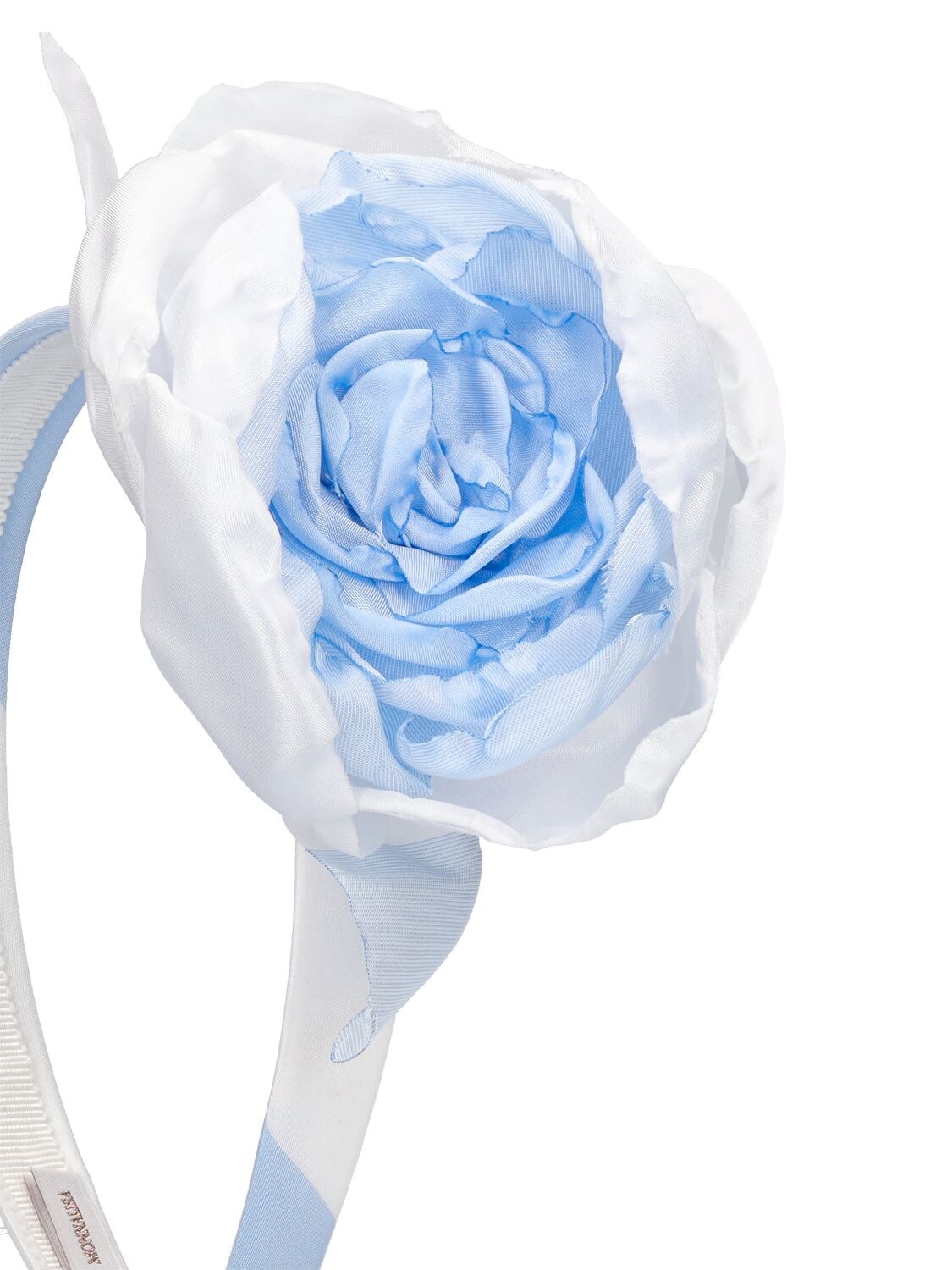 Monnalisa Headband W/ Flower Appliqué In White,light Blue