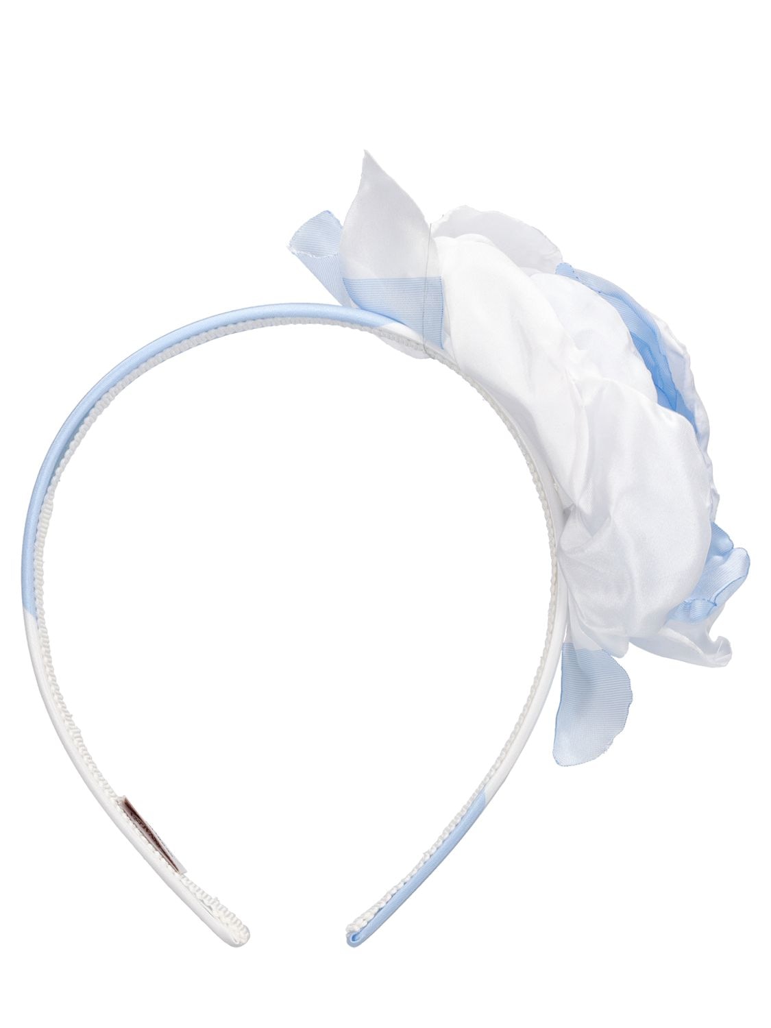 Monnalisa Headband W/ Flower Appliqué In White,light Blue