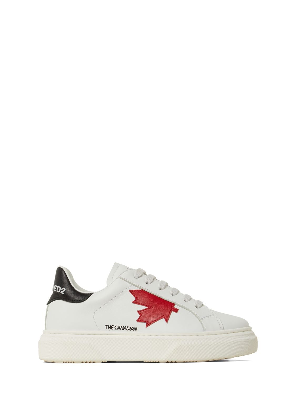 Maple Leaf Logo Leather Lace-up Sneakers