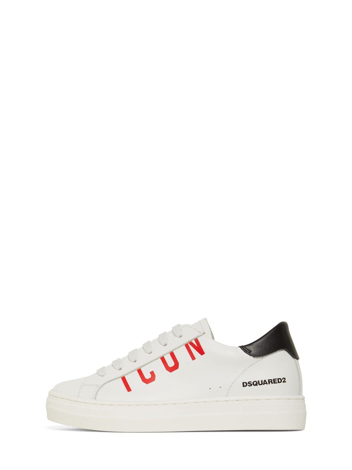 DSQUARED2 ICON LOGO PRINT LEATHER LACE-UP SNEAKERS