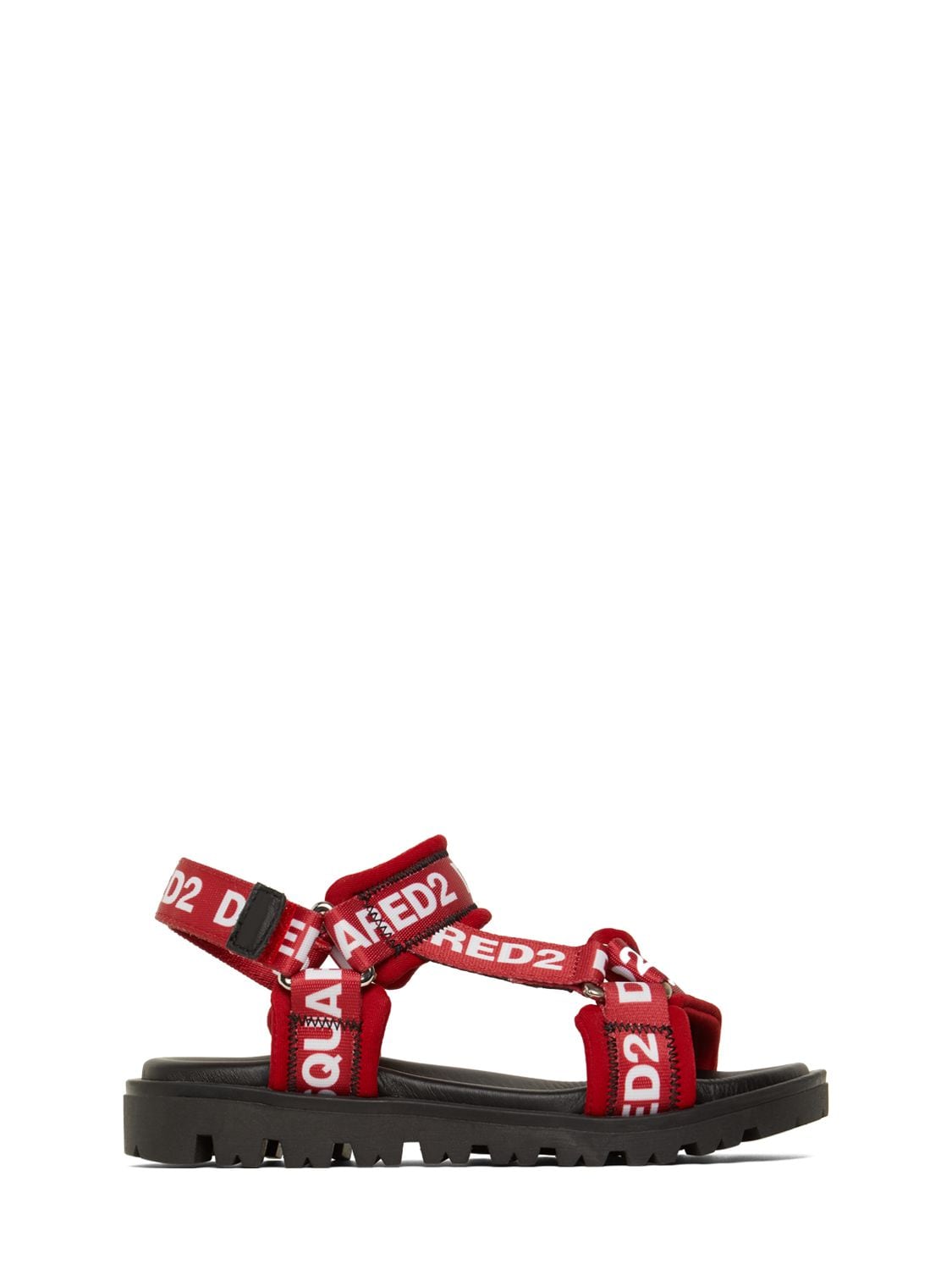 Dsquared2 Kids' Logo Print Tech Strap Sandals In Red