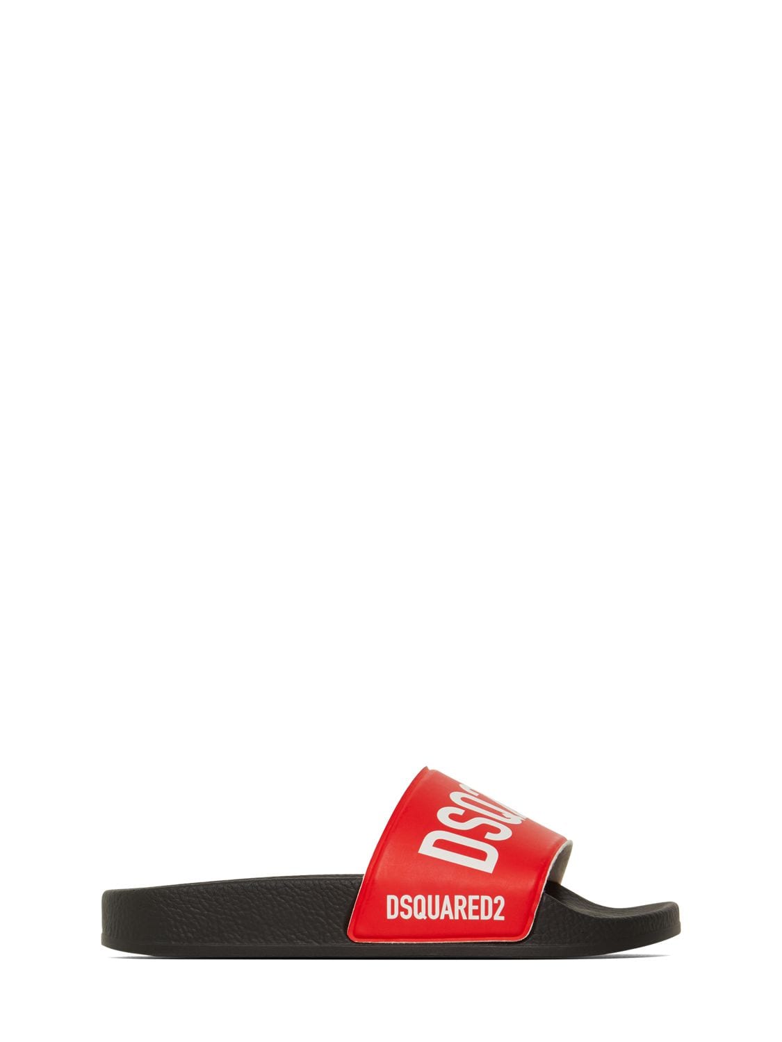 Dsquared2 Kids' Logo Print Rubber Slide Sandals In Red,black