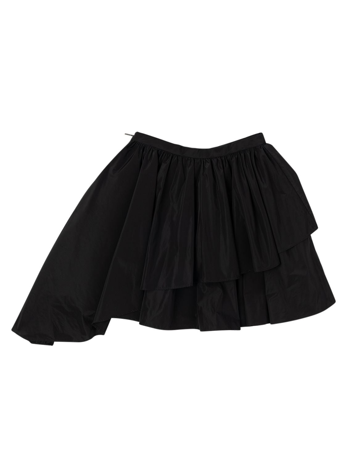 Msgm Asymmetrical Ruffled Taffeta Skirt In Black