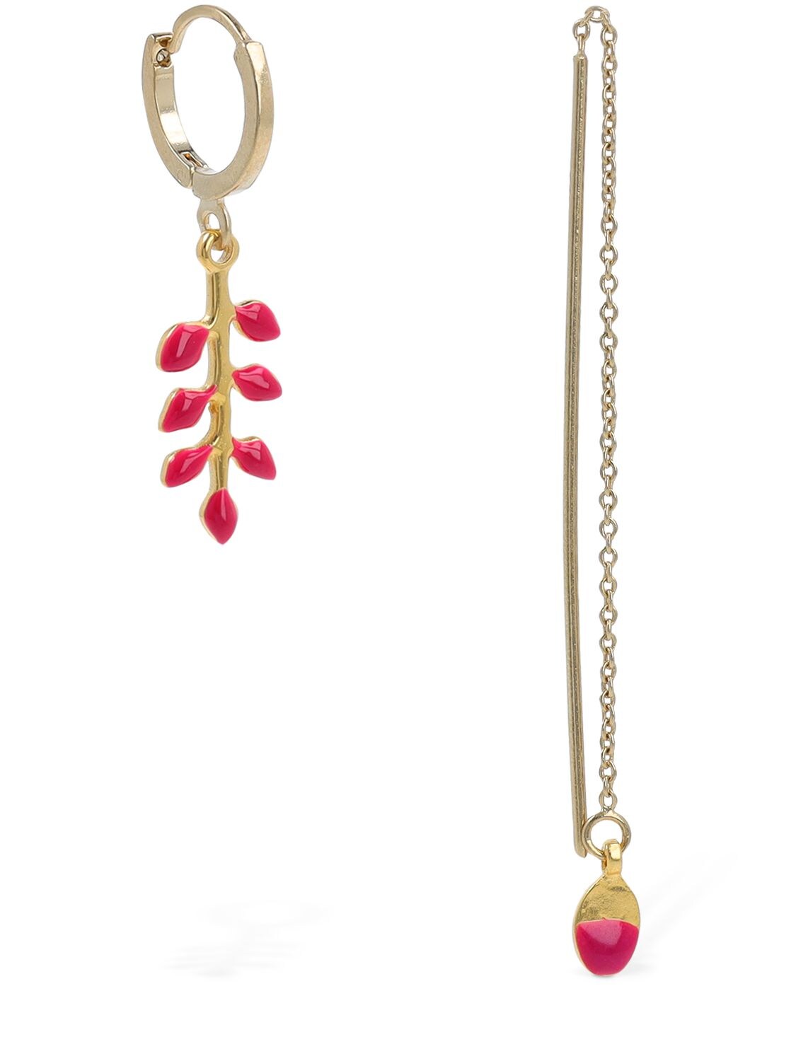 Shop Isabel Marant Casablanca Mismatched Earrings In Gold,pink