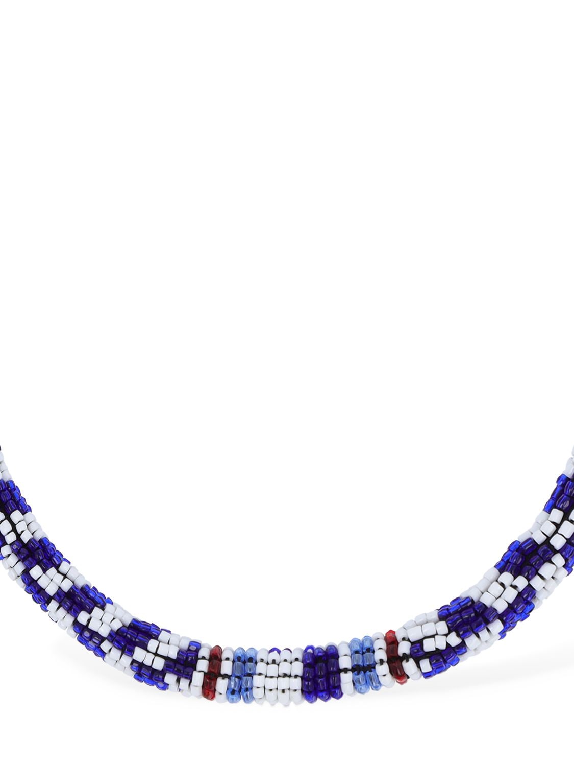 Shop Isabel Marant Betsy Beaded Collar Necklace In Multi,navy