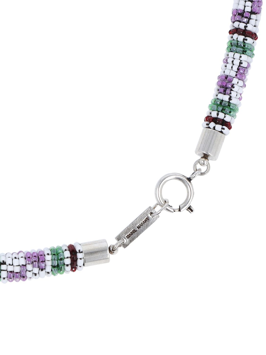 Shop Isabel Marant Betsy Beaded Collar Necklace In Multi,lilac