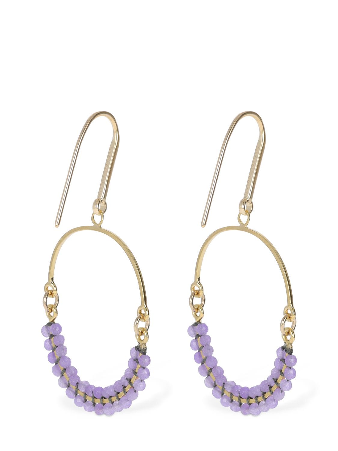 Shop Isabel Marant Cesaria Beads Hoop Earrings In Lilac,gold