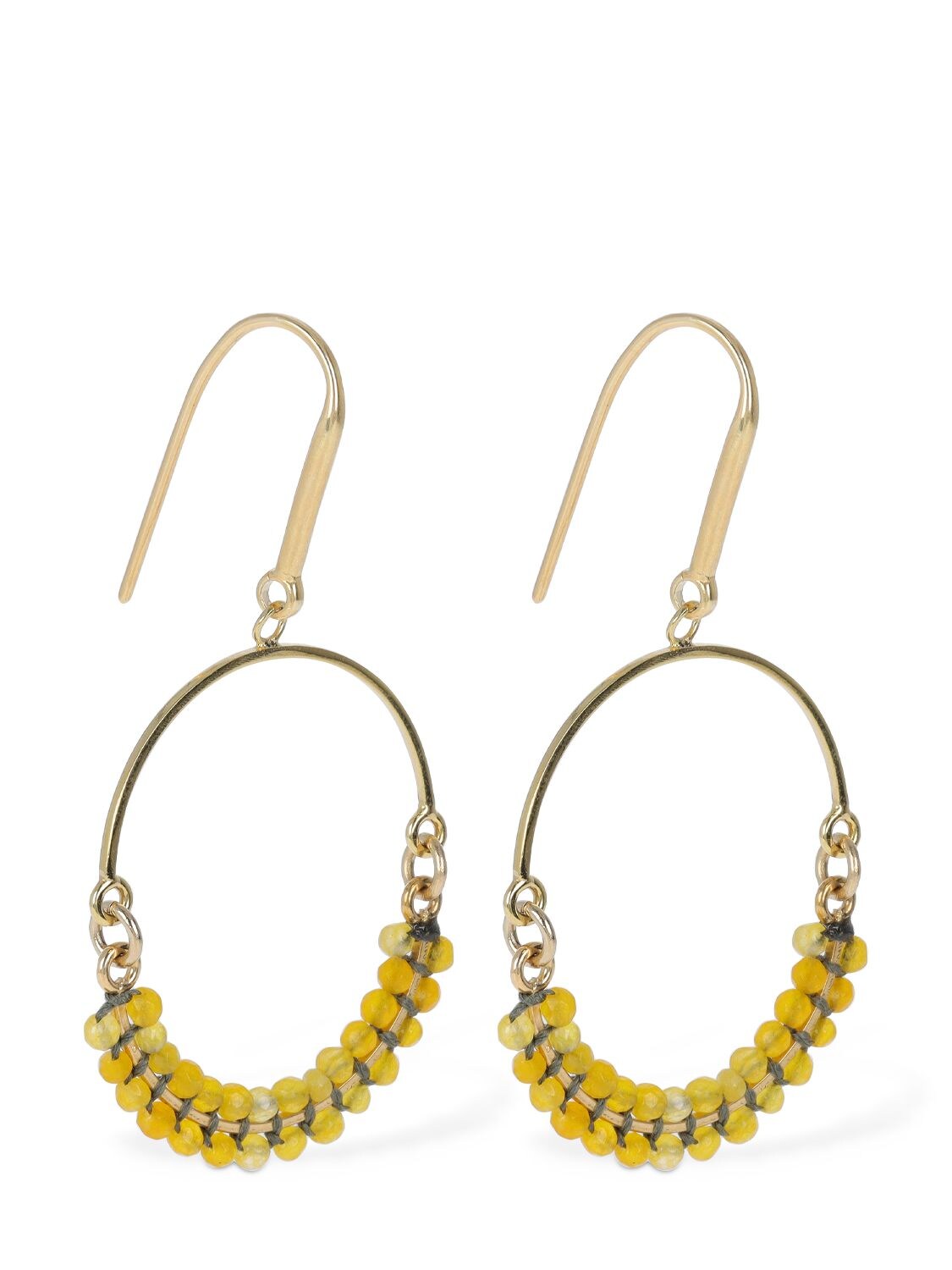 Shop Isabel Marant Cesaria Beads Hoop Earrings In Yellow,gold