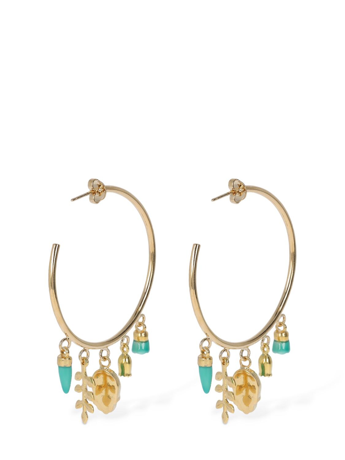 Shop Isabel Marant New It's All Right Hoop Earrings In Grün,gold