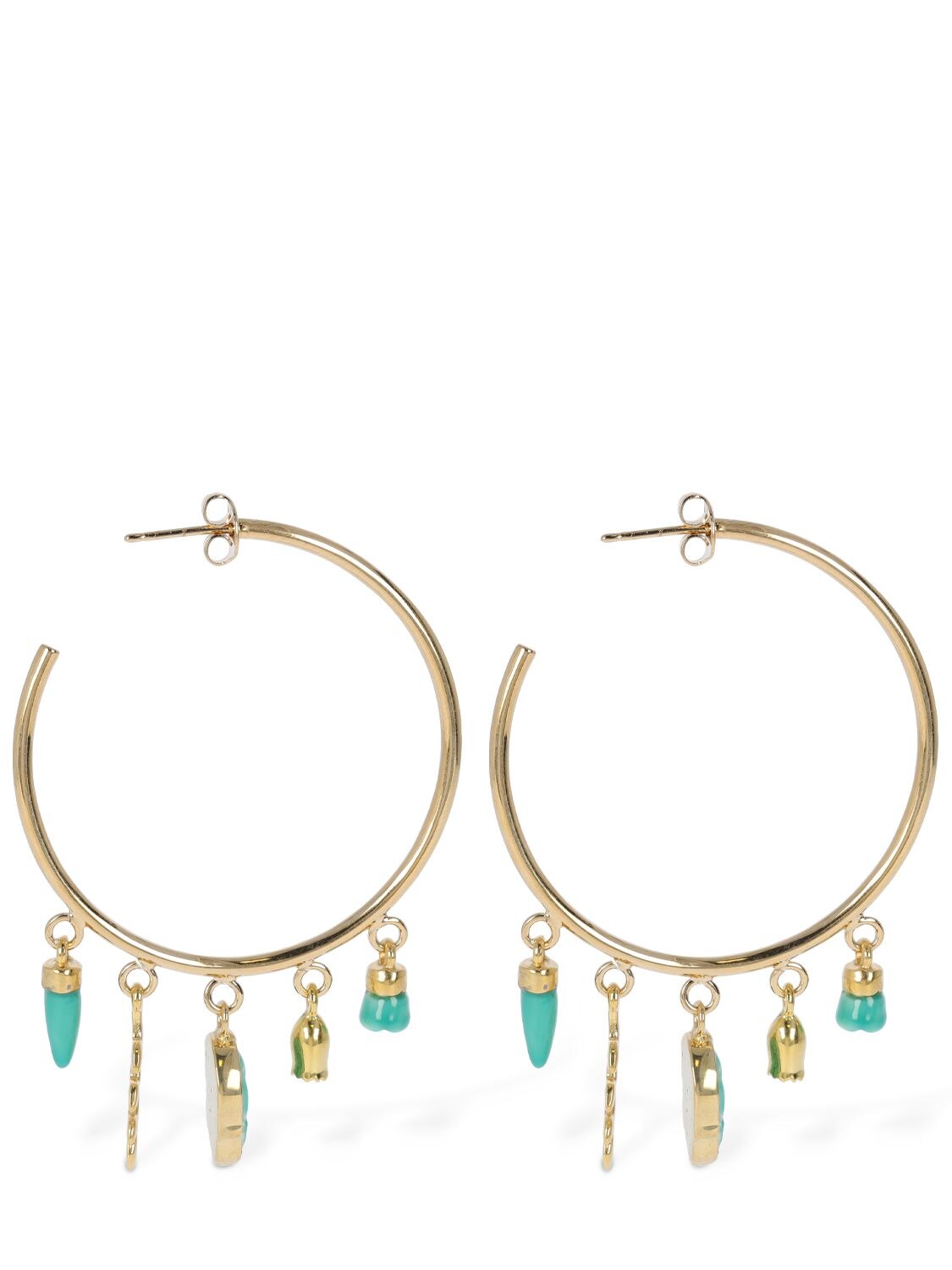 Shop Isabel Marant New It's All Right Hoop Earrings In Grün,gold