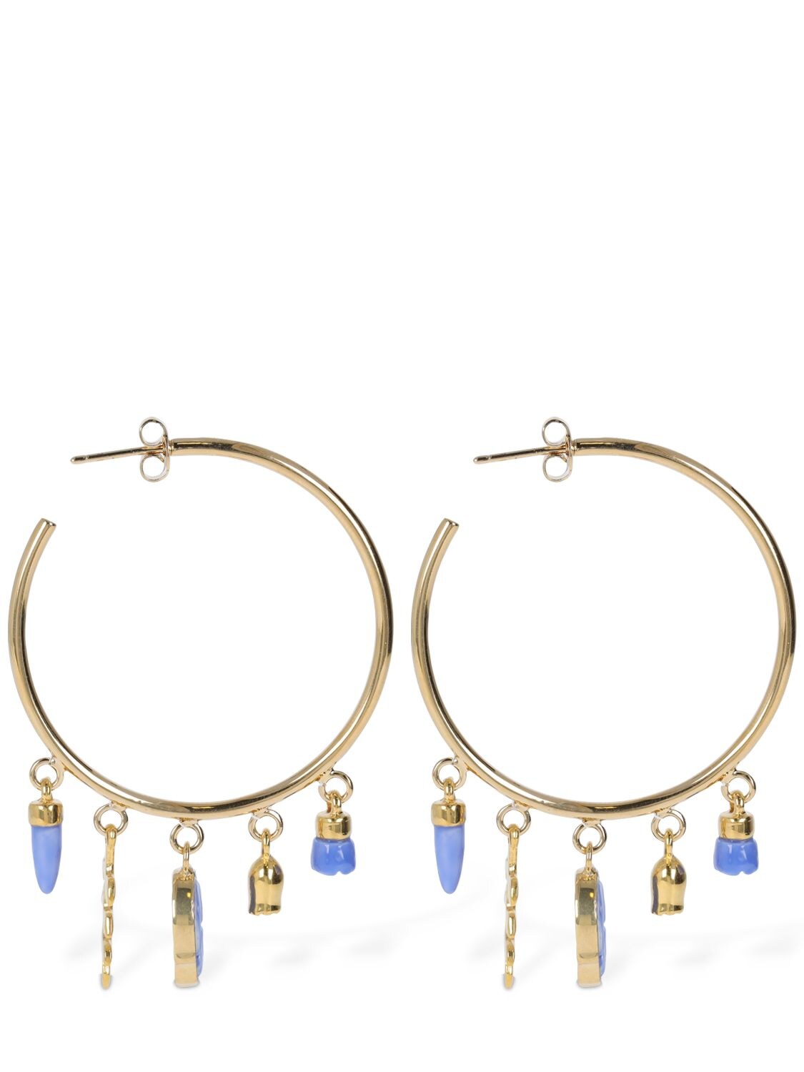 Shop Isabel Marant New It's All Right Hoop Earrings In Blau,gold