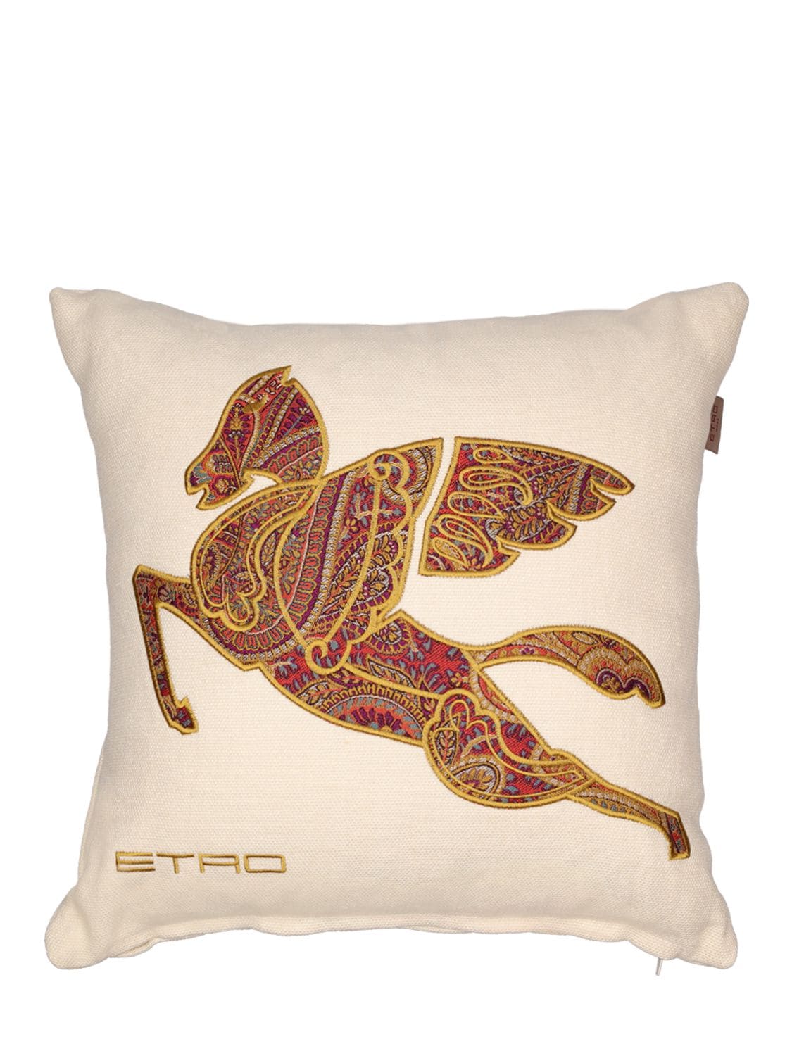 Etro Boboli Embroidered Cushion In Neutral