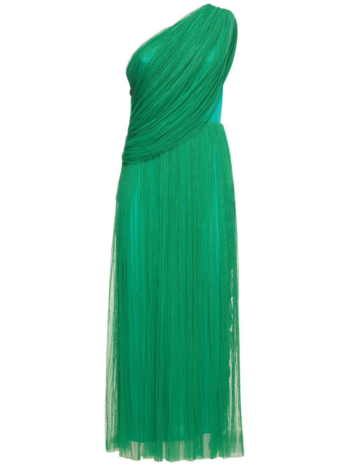 Maria Lucia Hohan Green Dress Maria Lucia Hohan Scarlet Marble-Print Plisse Halter  Gown Neiman