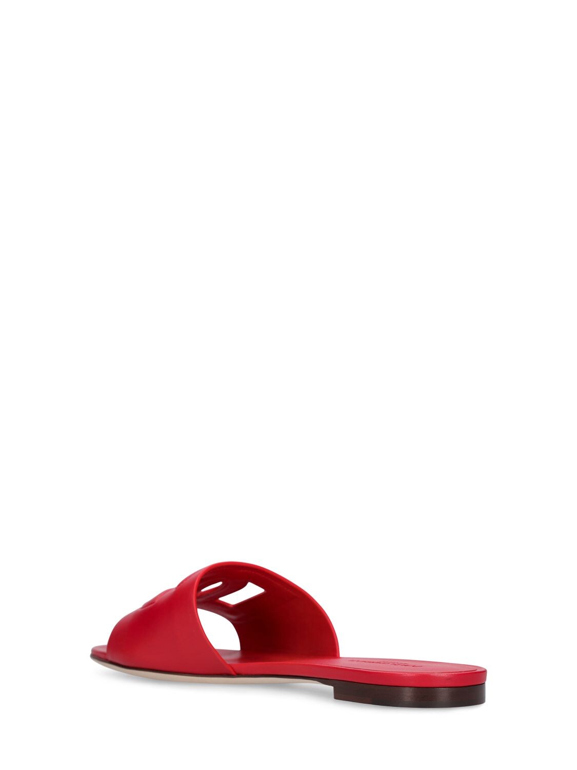 Shop Dolce & Gabbana 10mm Bianca Leather Slide Sandals In Red