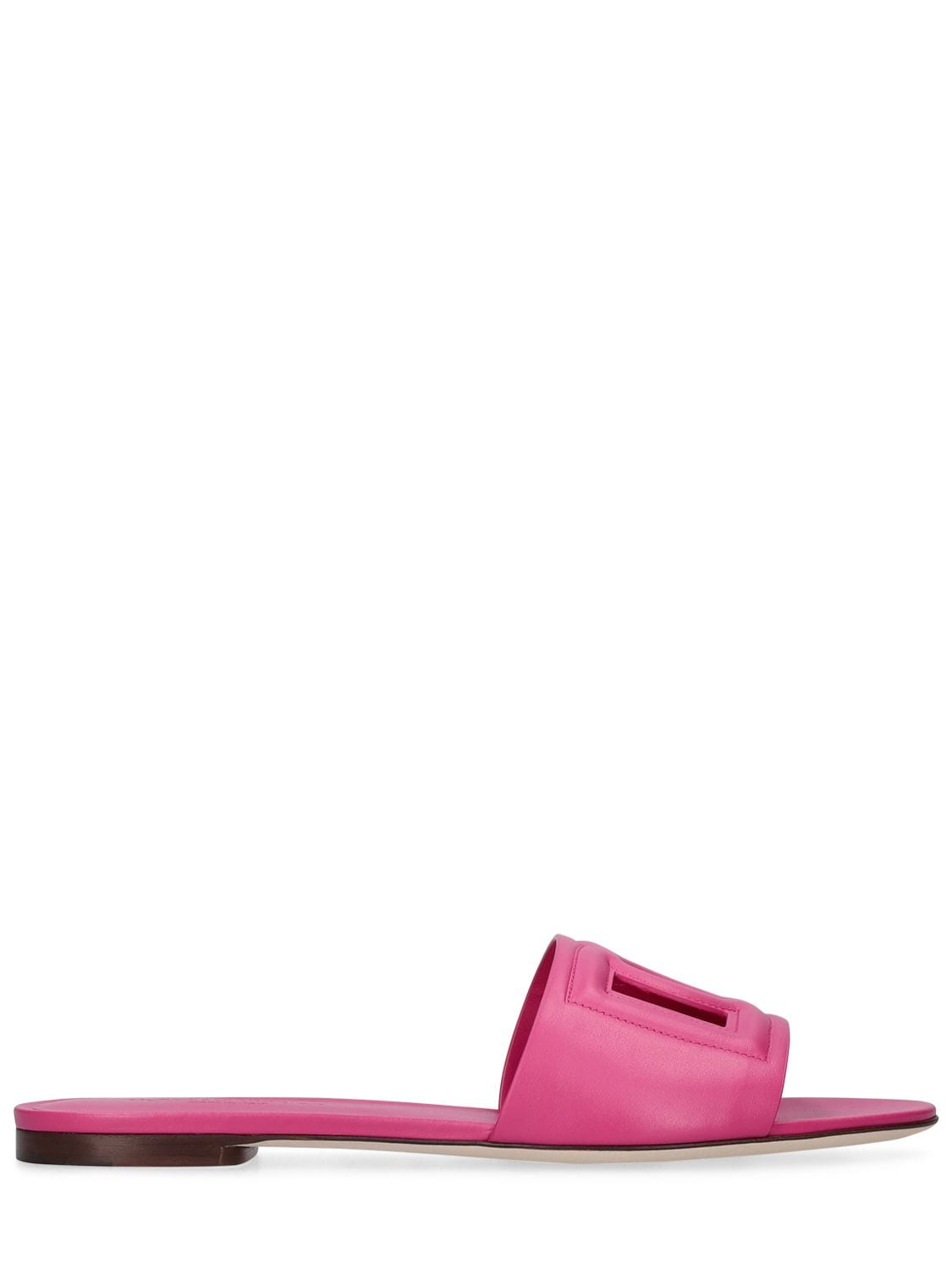 Shop Dolce & Gabbana 10mm Bianca Leather Slide Sandals In Pink