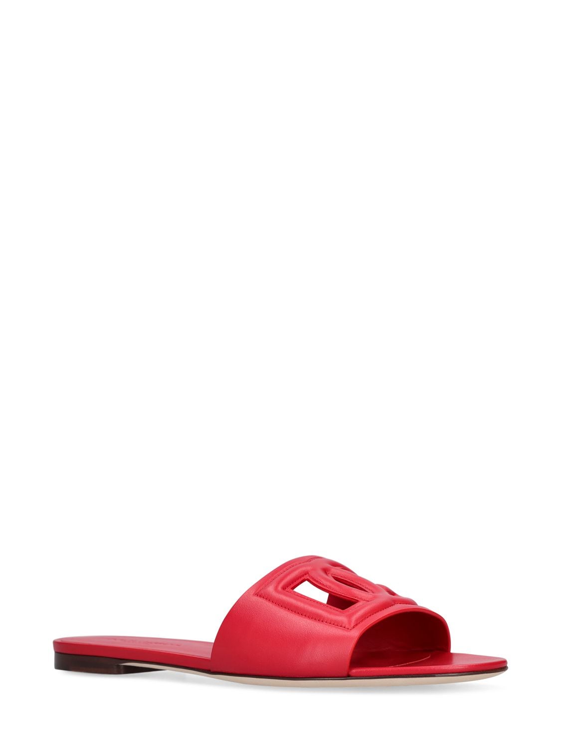 Shop Dolce & Gabbana 10mm Bianca Leather Slide Sandals In Red