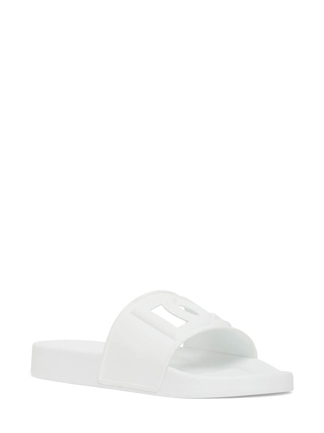 Shop Dolce & Gabbana 20mm Saint Barth Rubber Slides In White