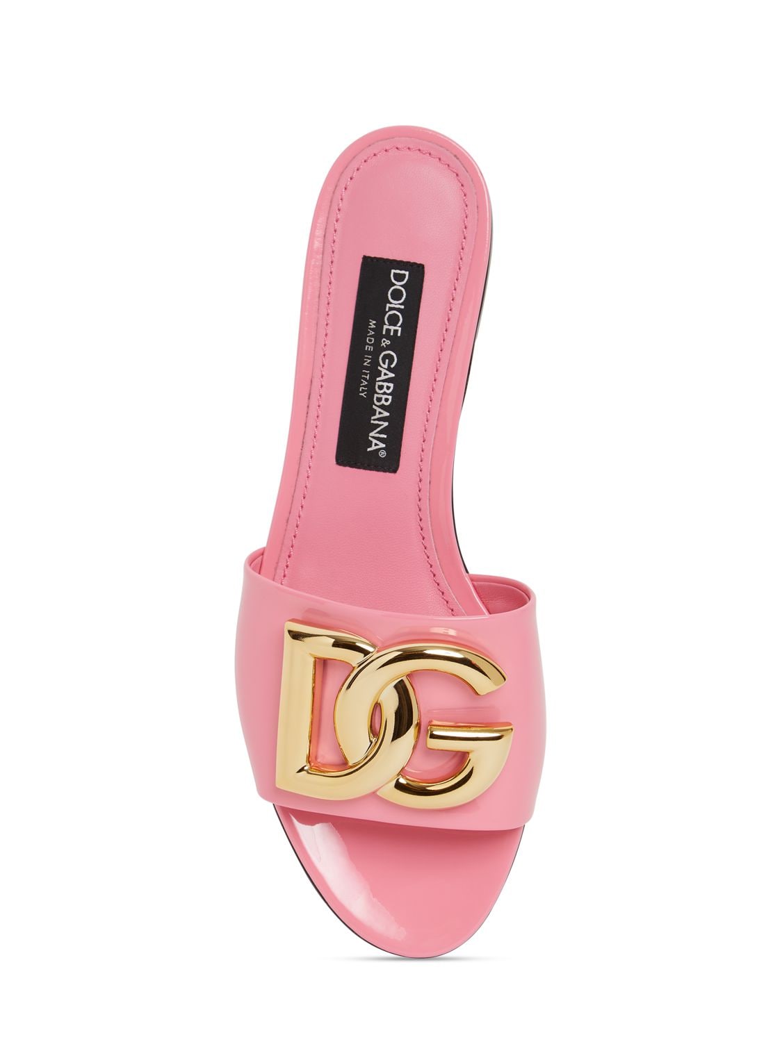 Shop Dolce & Gabbana 10mm Patent Leather Slide Sandals In Pink