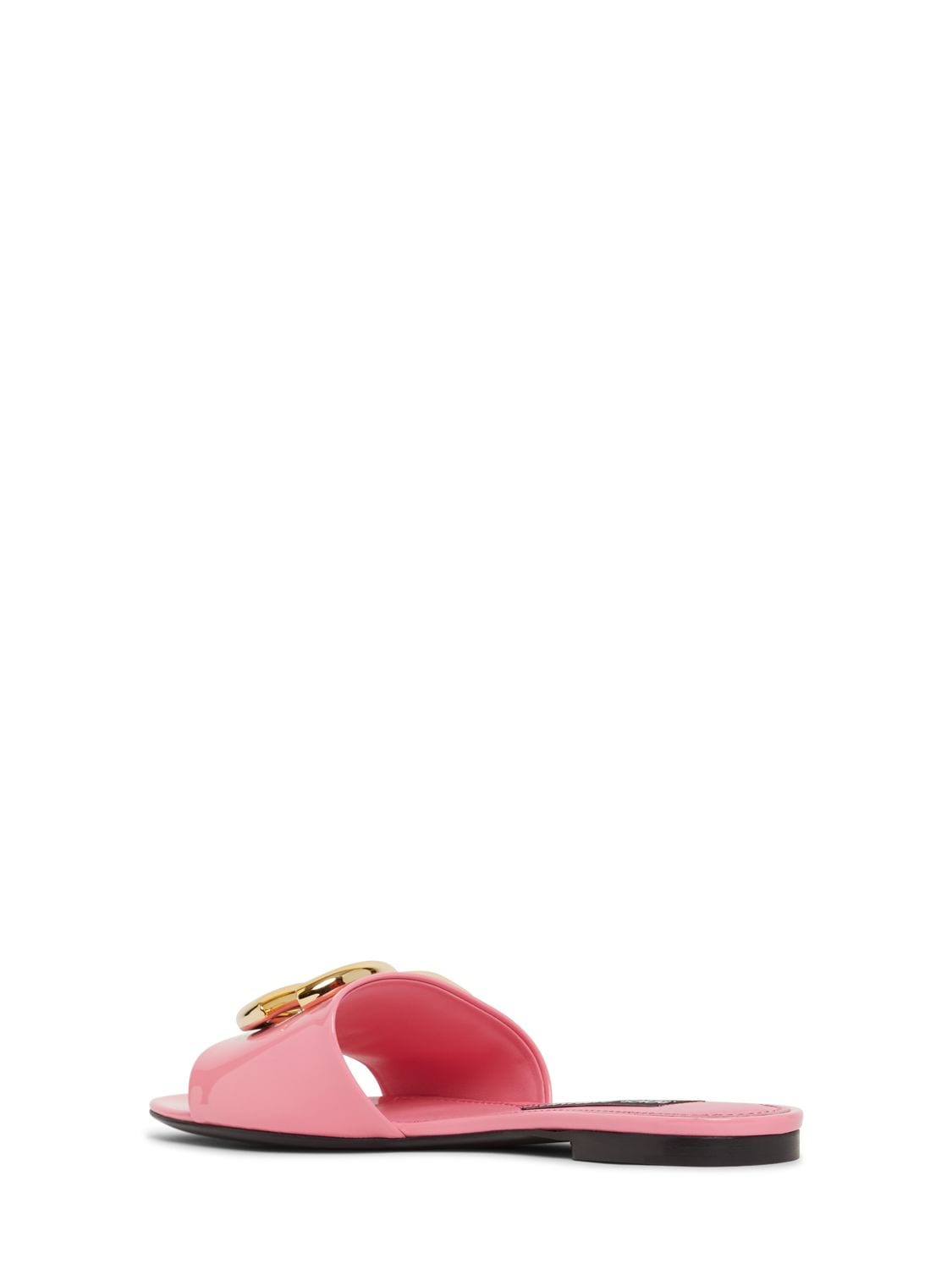 Shop Dolce & Gabbana 10mm Patent Leather Slide Sandals In Pink
