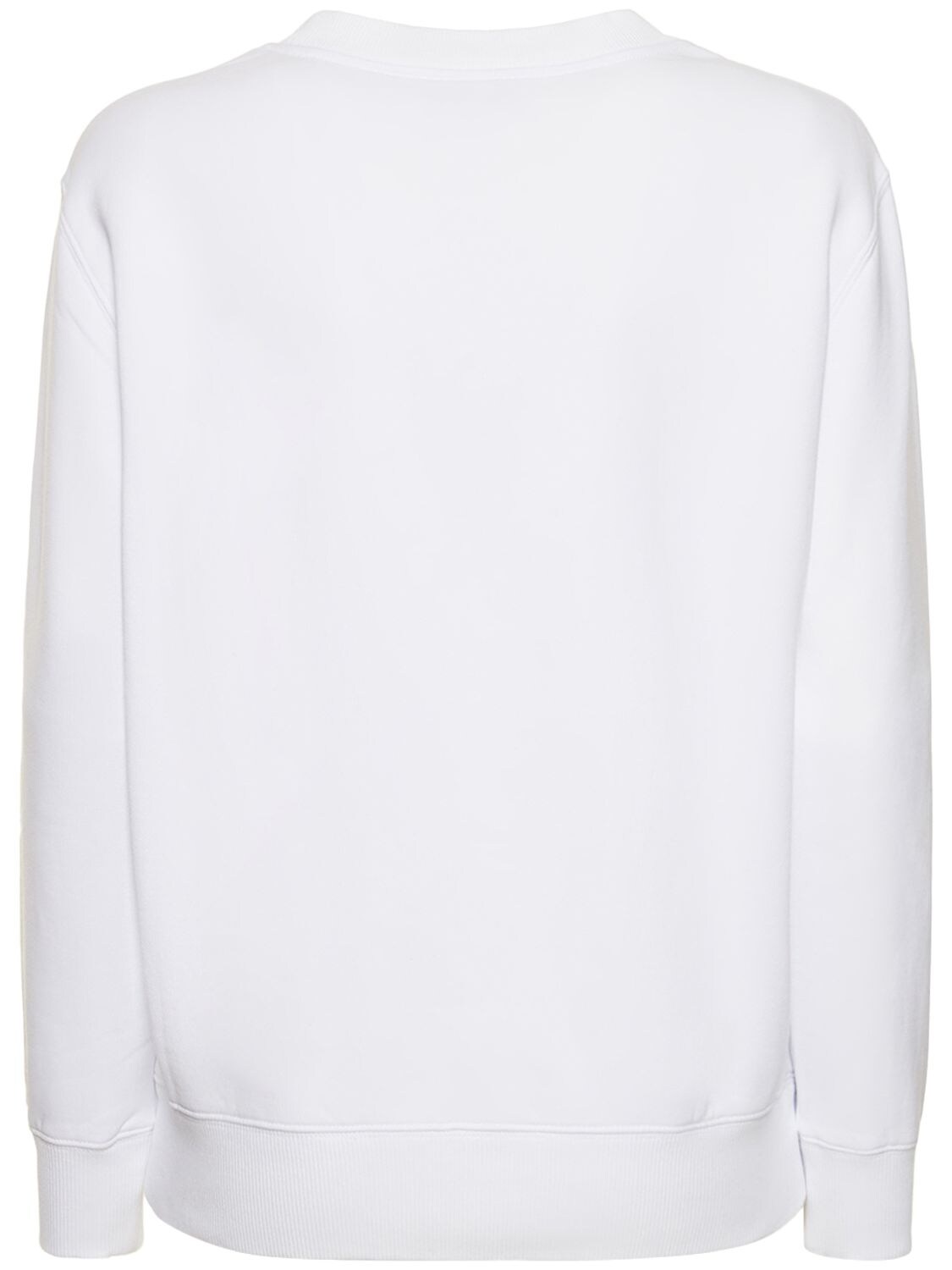 Shop Lanvin Logo Embroidered Cotton Sweatshirt In White