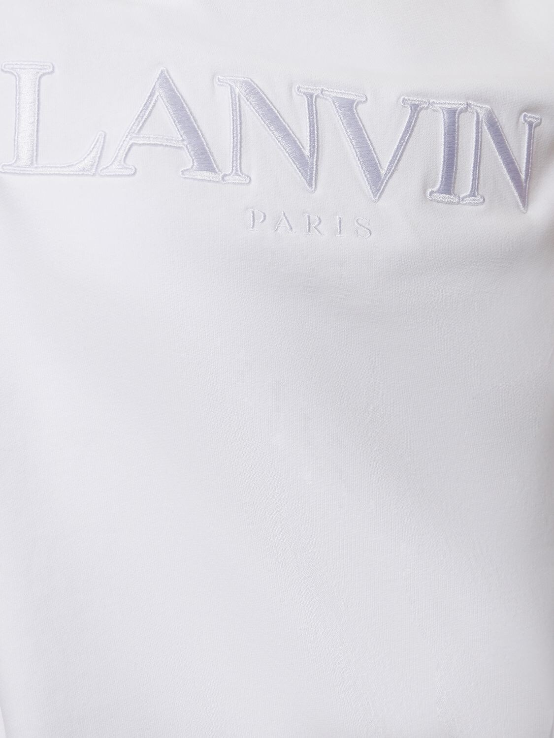Shop Lanvin Logo Embroidered Cotton Sweatshirt In White