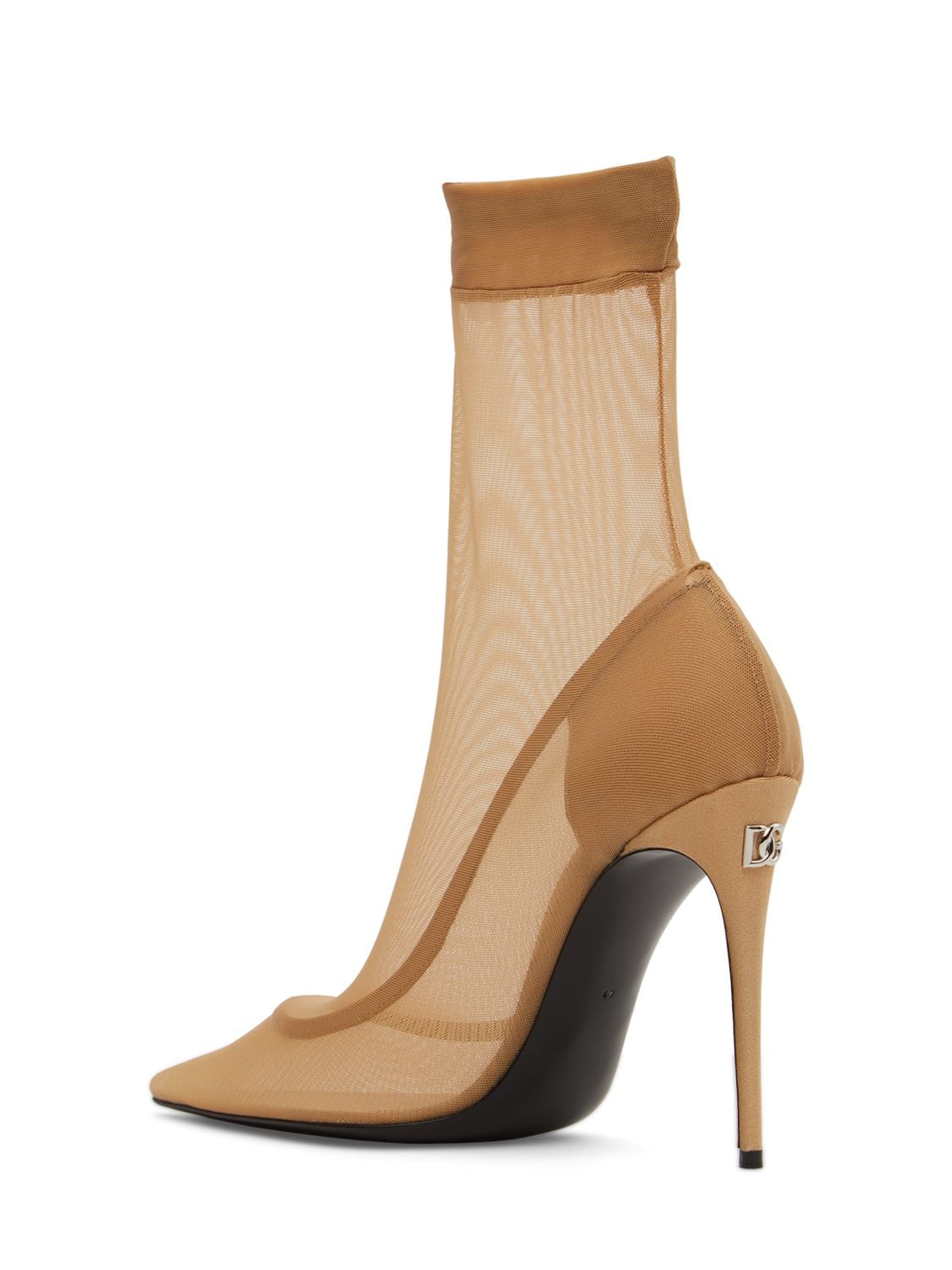Shop Dolce & Gabbana 105mm Lollo Stretch Tulle Ankle Boots In Nude