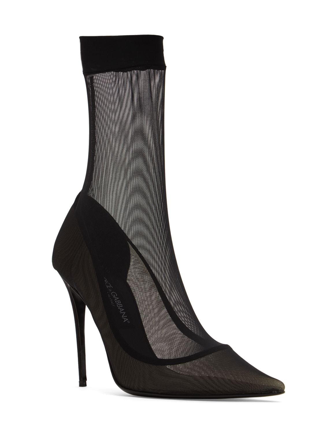 Shop Dolce & Gabbana 105mm Lollo Stretch Tulle Ankle Boots In Black