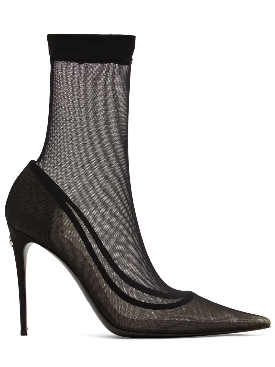 Dolce & Gabbana 105mm Lollo Stretch Tulle Ankle Boots In Black
