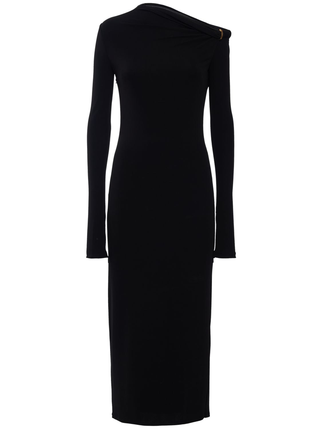 VERSACE Opaque Viscose Jersey Knotted Midi Dress