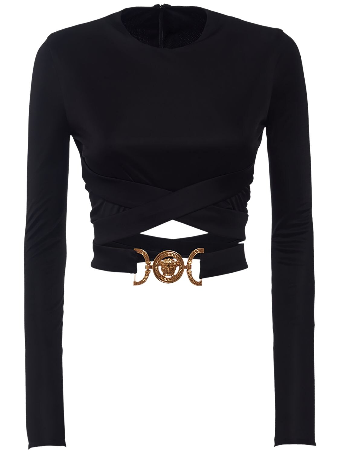 Viscos Jersey Crossed Belt Logo Crop Top