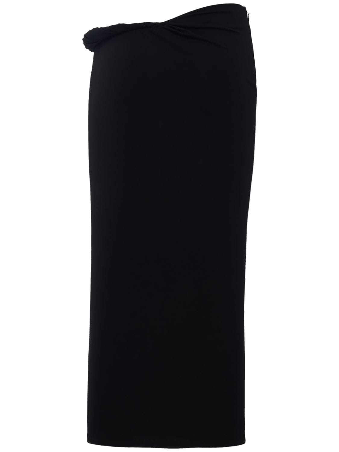 Versace Opaque Viscose Jersey Knotted Midi Skirt In Black