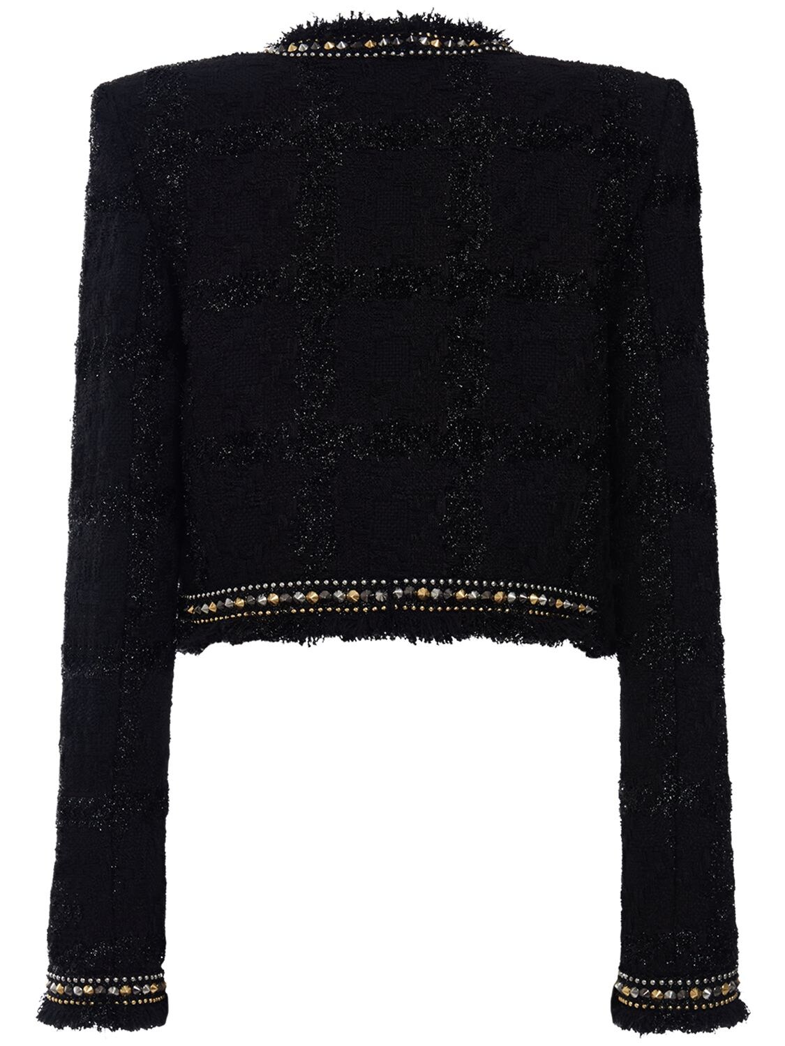 Auth Chanel 22C Tweed Cropped Cut Little Black Jacket P71896 Black