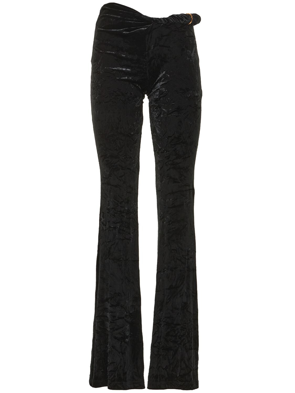 VERSACE KNOTTED STRETCH VELOUR FLARED PANTS