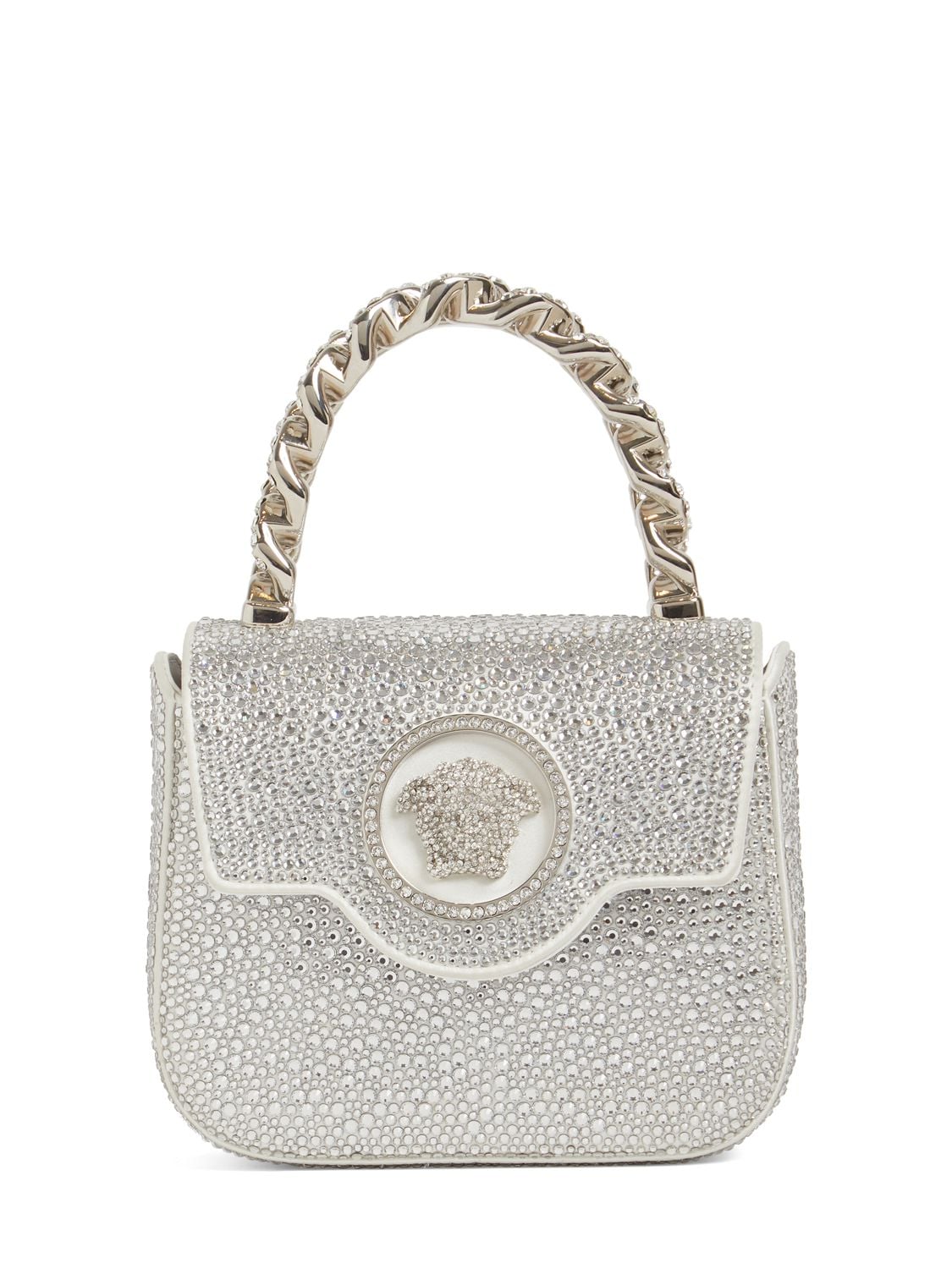 Image of Satin & Strass Leather Top Handle Bag