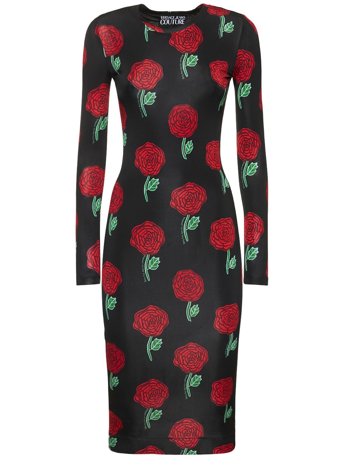 VERSACE JEANS COUTURE PRINTED VISCOSE MIDI DRESS