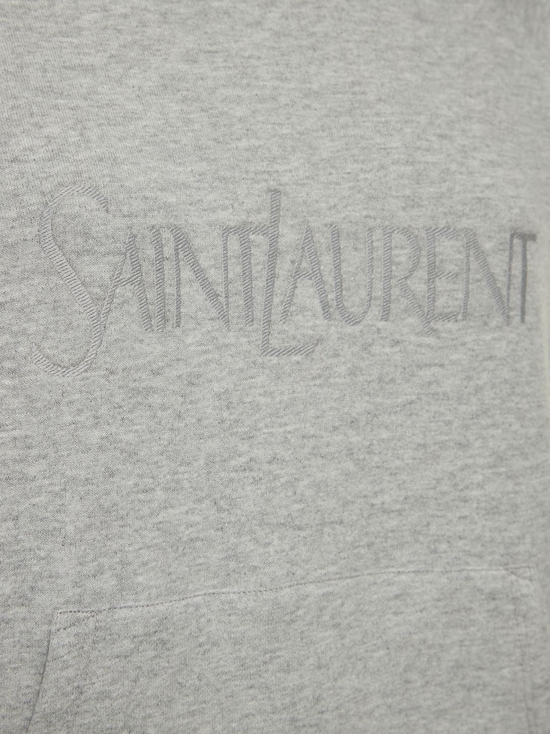 Shop Saint Laurent Reglan Cotton Hoodie In Grey