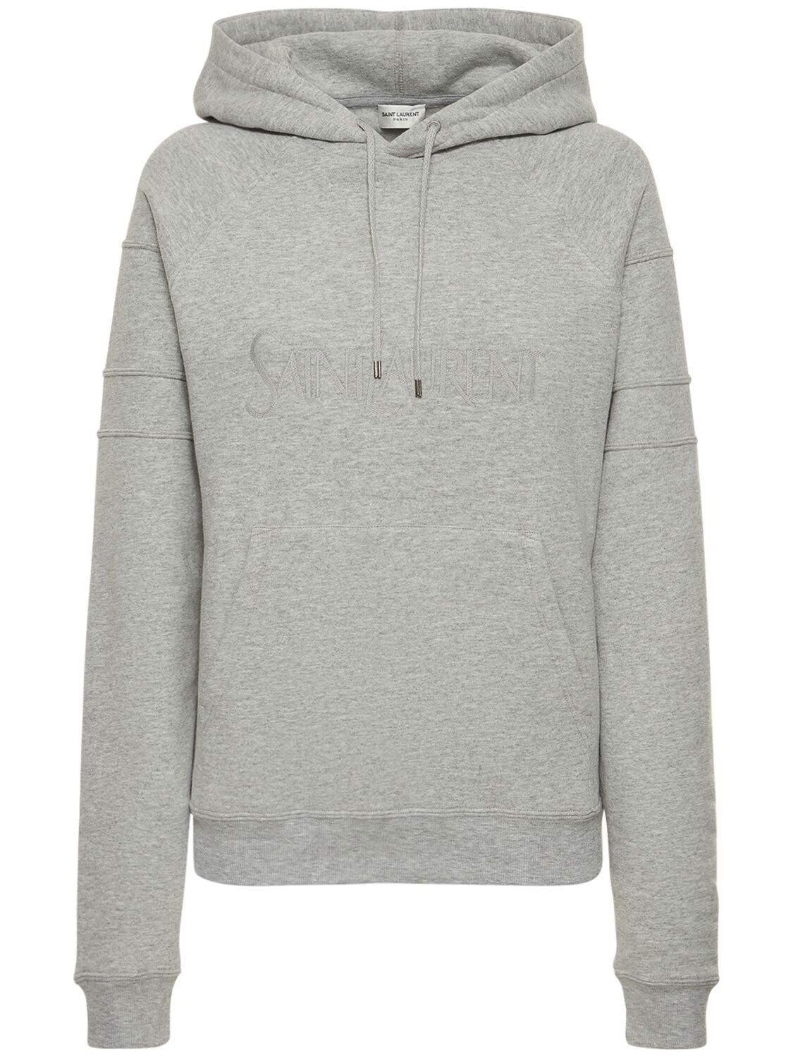 Shop Saint Laurent Reglan Cotton Hoodie In Grey