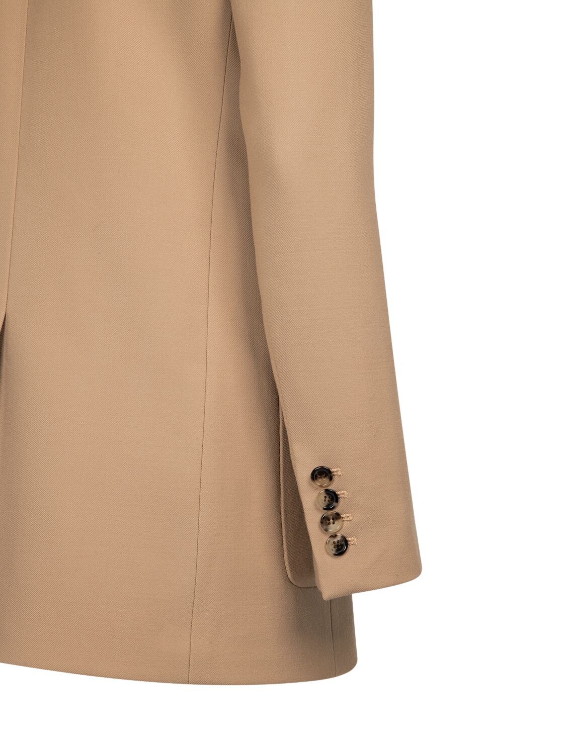 Shop Saint Laurent Wool Blazer In Beige