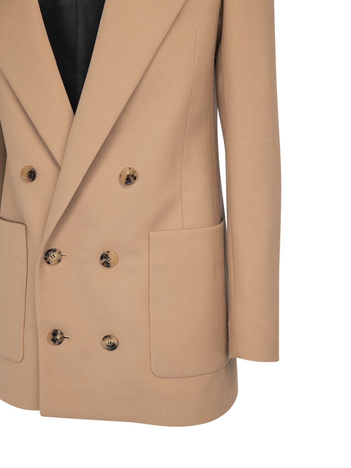 Shop Saint Laurent Wool Blazer In Beige