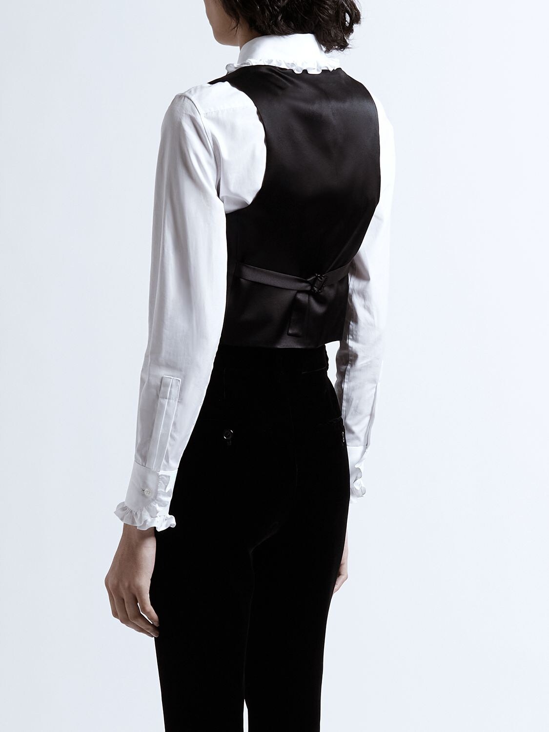 Shop Saint Laurent Wool Vest In Black