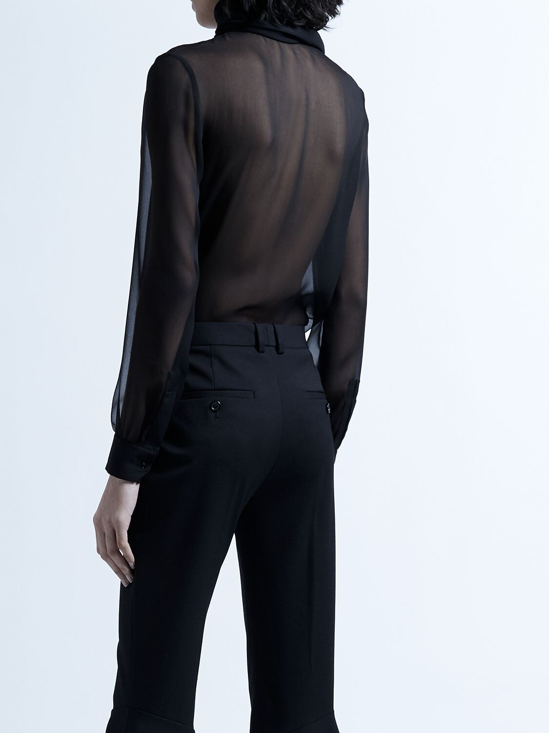 Shop Saint Laurent Wool Flared Pants In Black